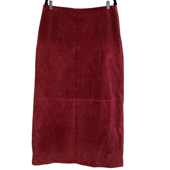 J Marco Dresses & Skirts - J. Marco Red Suede Leather Maxi Floor Length Skirt Women's Size 16